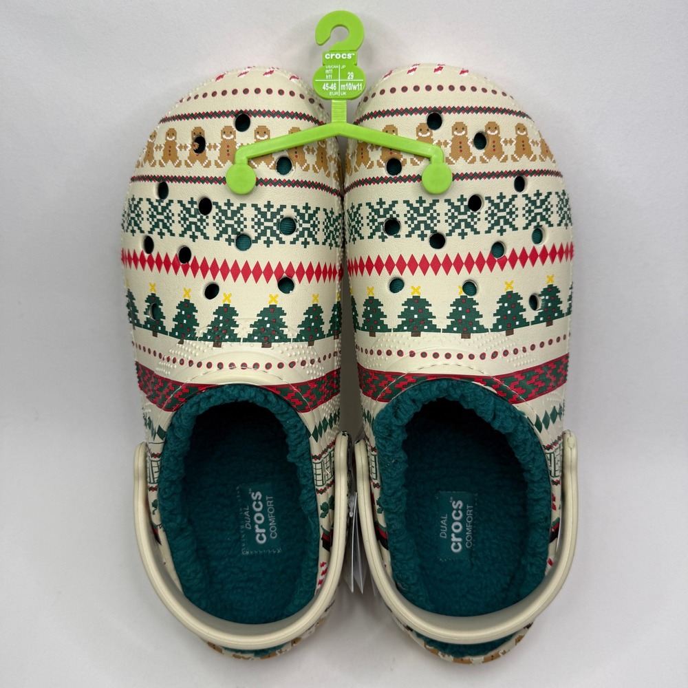 NEW Crocs Classic Lined Fair Isle Clog Mens 11 Holiday Christmas Bone 212050-2Y2